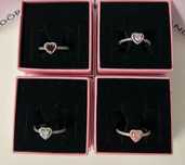 Inele argint Pandora 925 inima roz rosie alba dupe tip rose gold