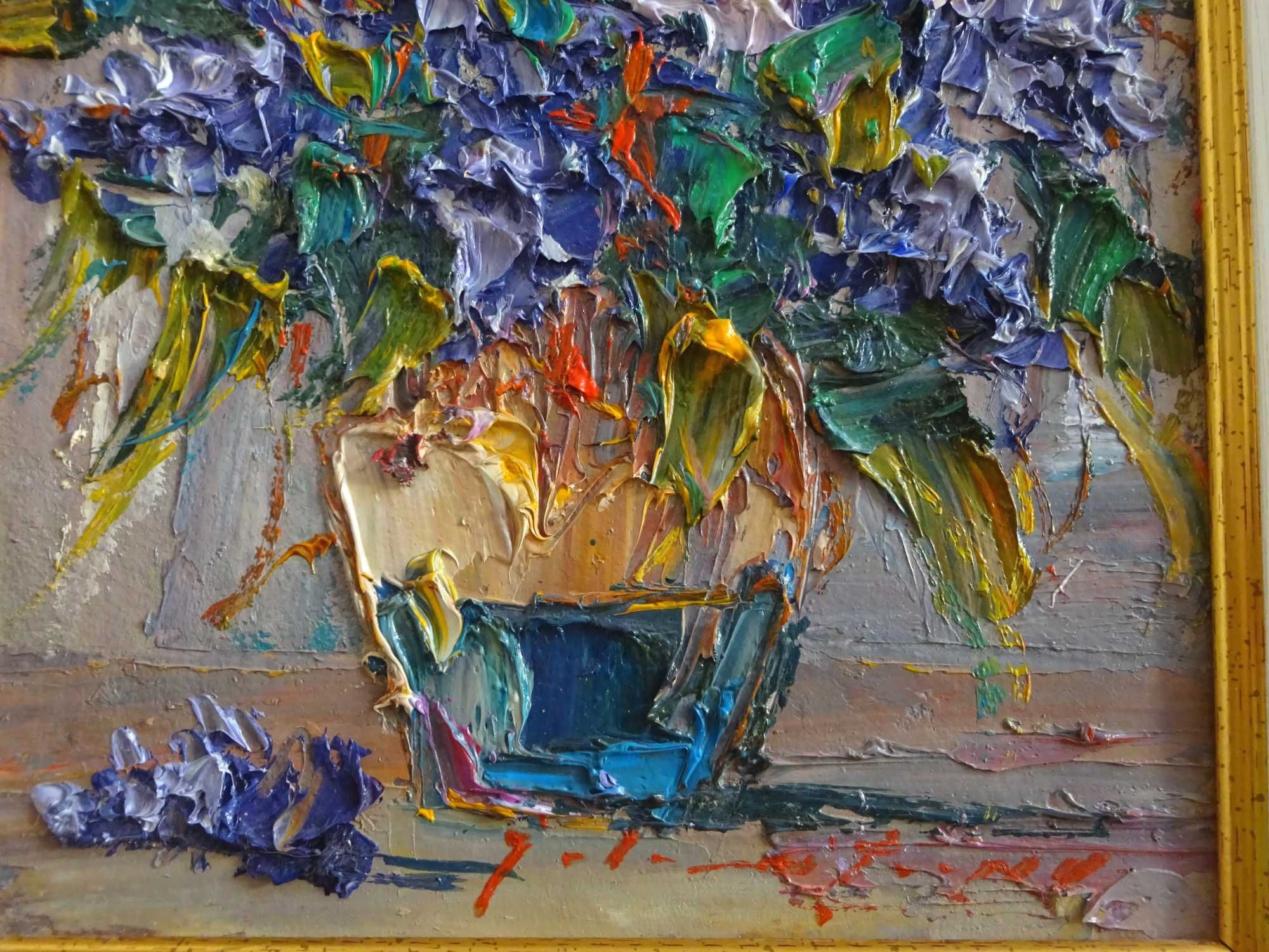 Tablou Ialomiteanu, ‘Flori colorate’ - Pictura in cutit deosebita