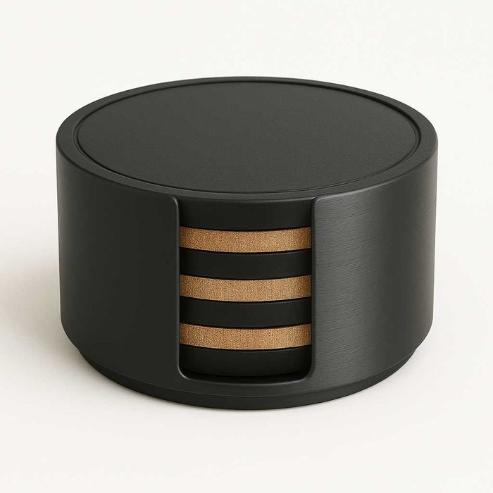 Set 4 suporturi pahare Strata Noir – negru mat, bază din plută