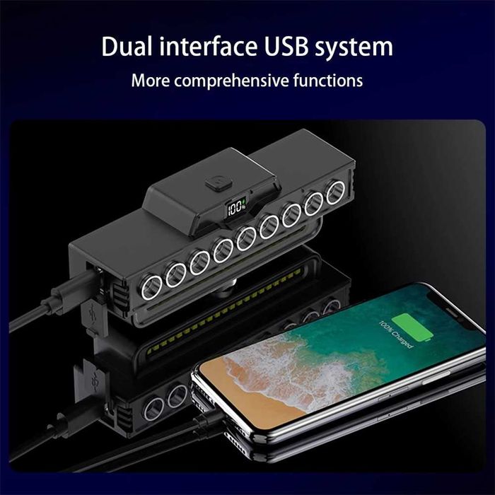 Ултра ярка 9 LED + 21 SMD светлина за велосипед, Фар, Клаксон, Батерия