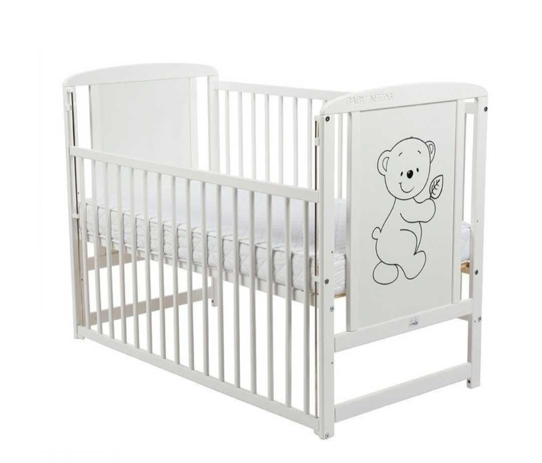 Patut din lemn, BabyNeeds, Timmi cu laterala culisanta, 120x60 cm, Alb