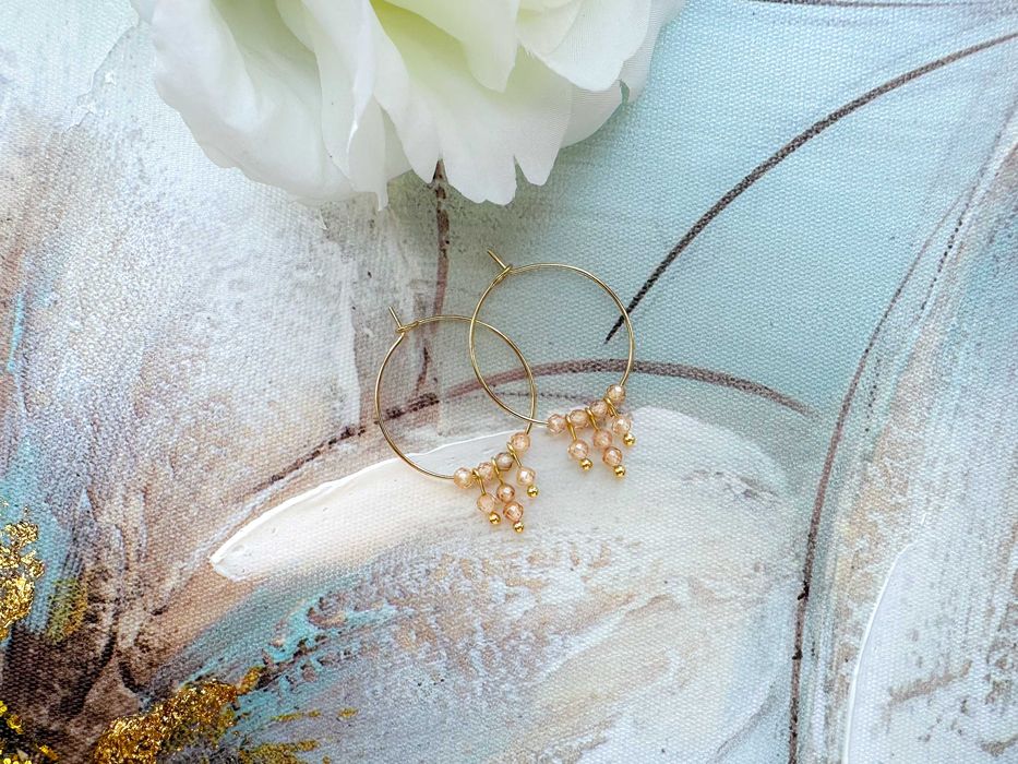 Ръчно изработени обеци Халки от Неръждаема стомана с Цирконий