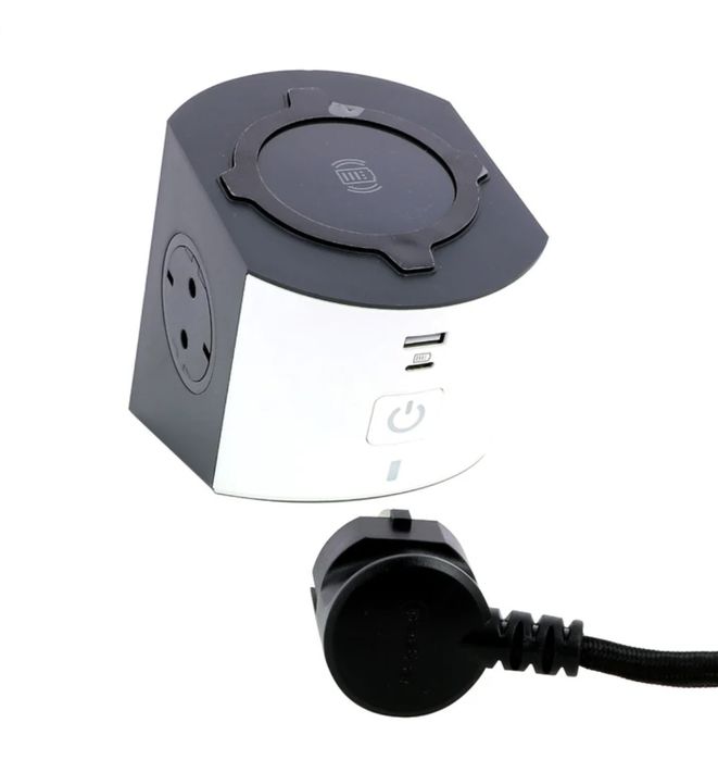 Statie de incarcare cu prelungitor, Legrand, 2m, USB A+C, Alb/Gri
