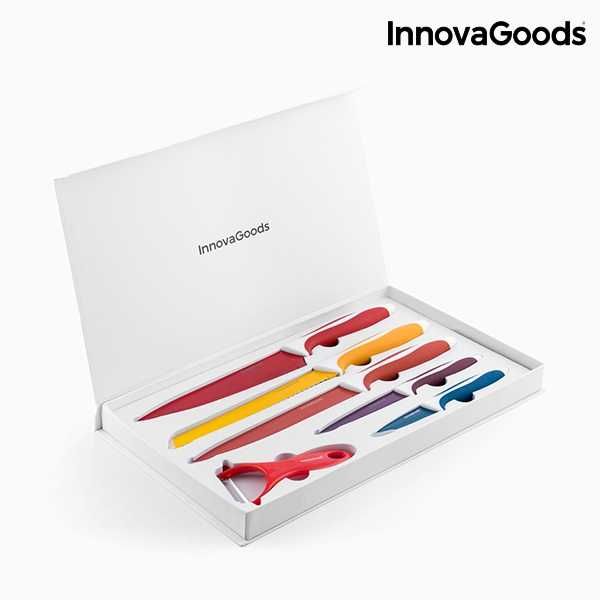Set de Cuțite Ceramice și Dispozitiv pt Decojit InnovaGoods - 6 piese