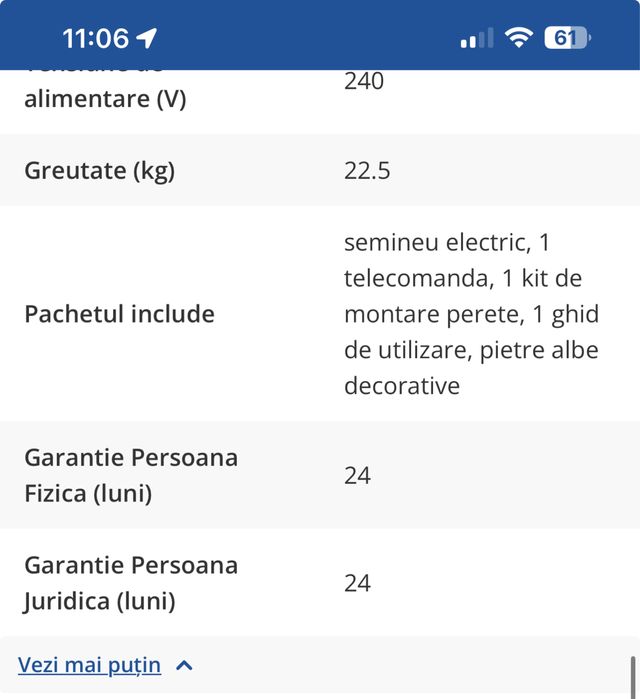 Vând șemineu electric NOU in cutie!