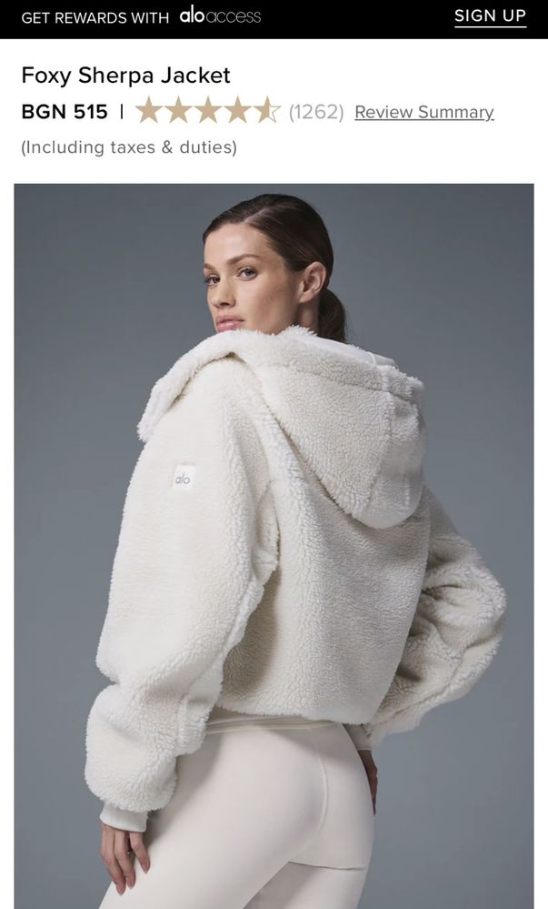 Alo yoga foxy sherpa jacket яке и чанта от каракул