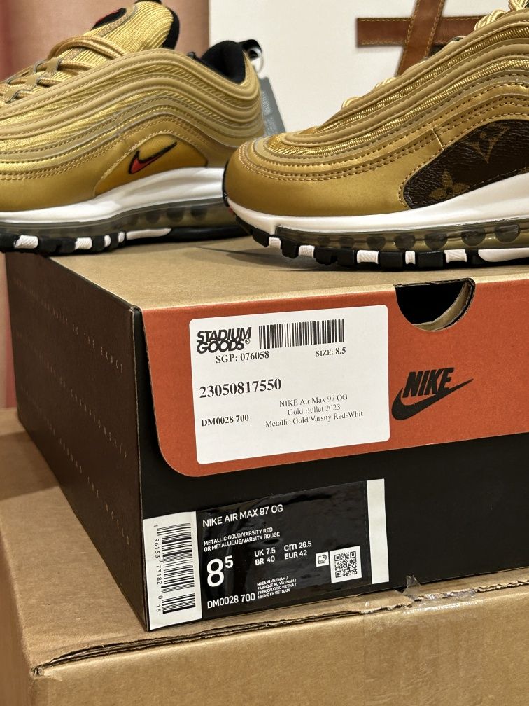 оригинал кроссовки Nike Air Max 97 OG Gold Bullet x Louis Vuitton