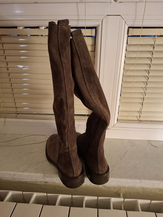 Италиански велурени ботуши в кафяво