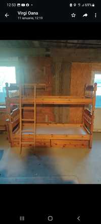 Dormitor pat supraetajat lemn masiv import Italia