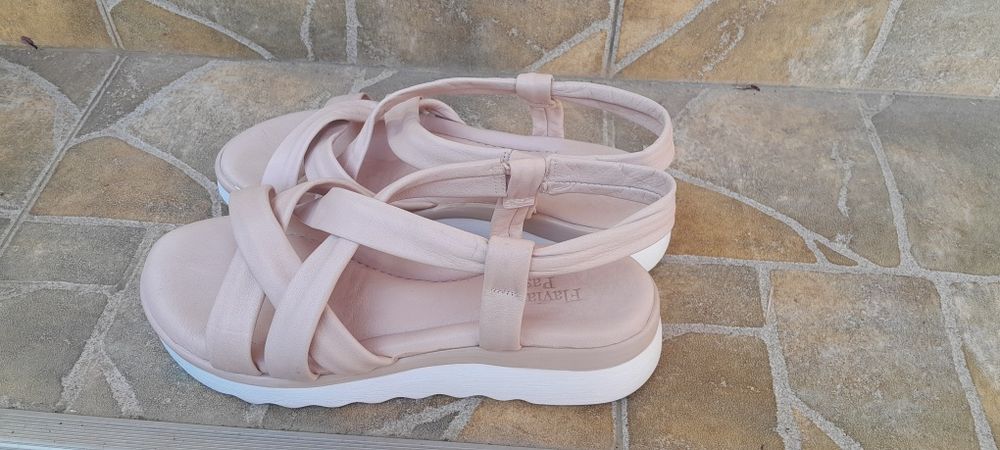 Sandale, piele naturală, roz pal, mar. 37