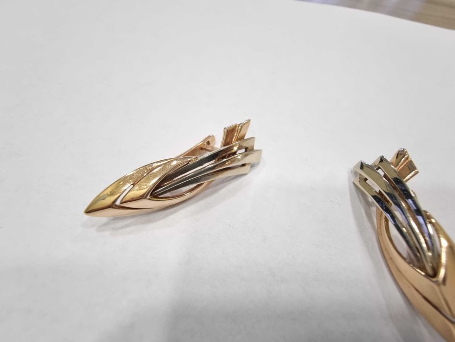 Дамски златни обеци - двуцвено злато