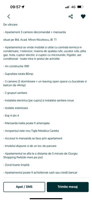 De vanzare apartament 3 camere plus mansarda negociabil