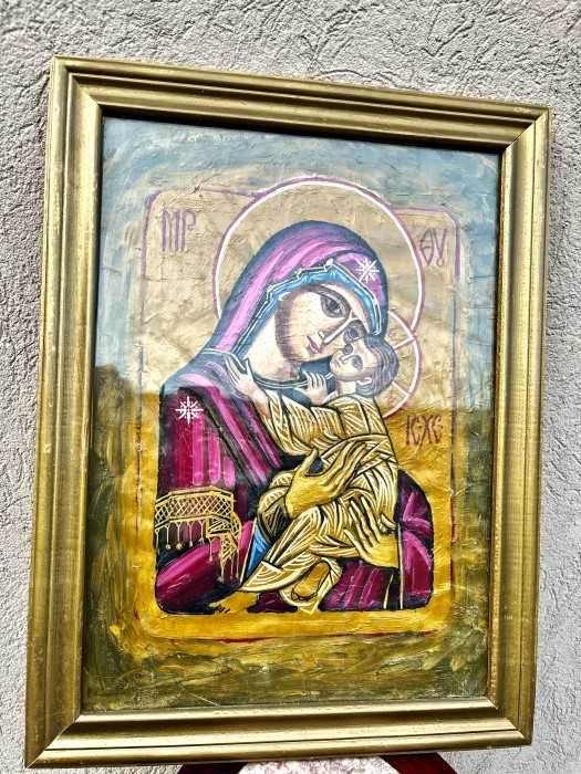 Superba pictura pe panza-Fecioara Maria cu Pruncul-Olanda