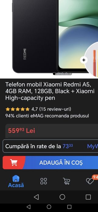 Redmi A5 128Gb 6.9" 120Hz NOU Sigilat Garanție 2ani