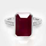 Inel din aur alb 14K cu rubin natural netratat de 6.26 ct și diamante