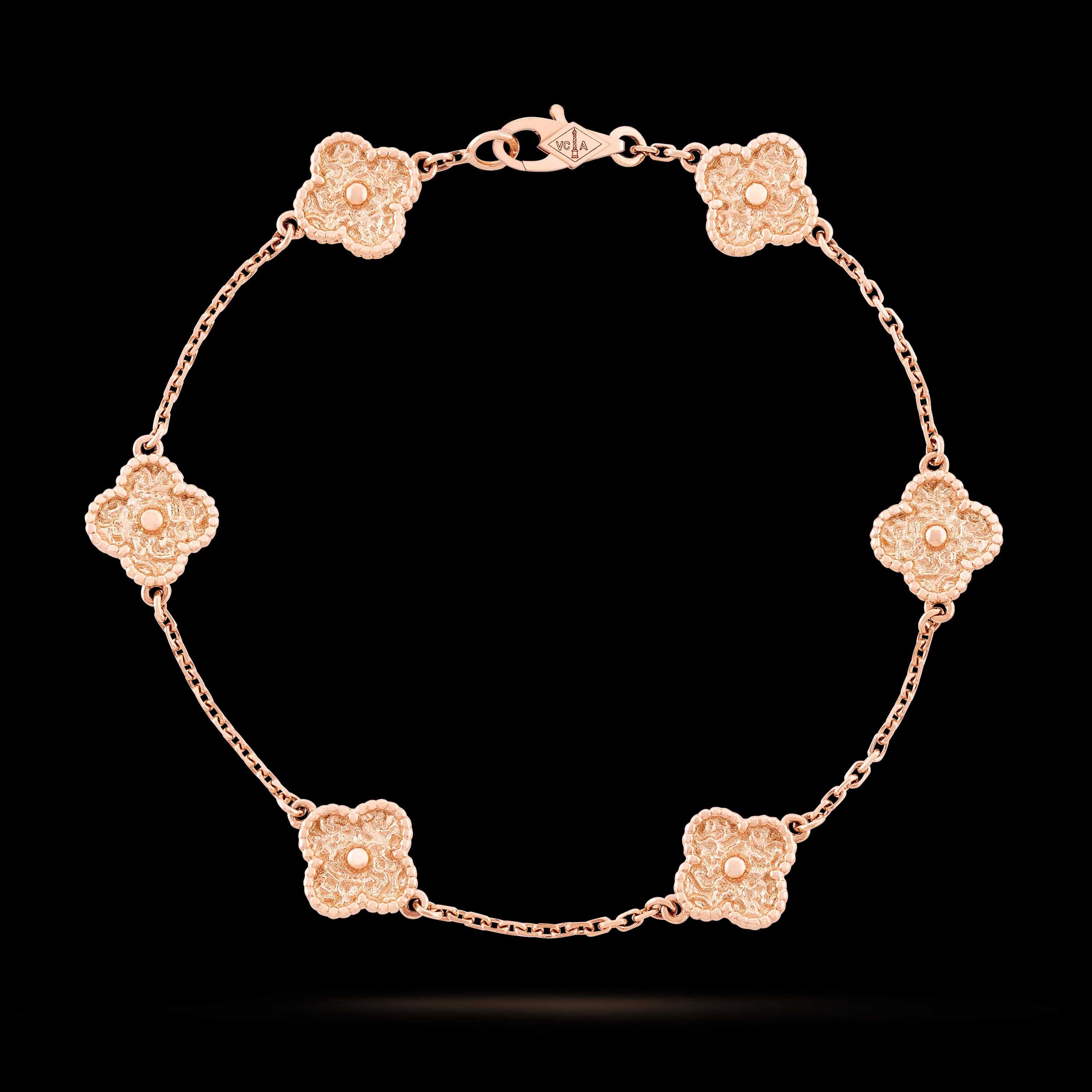 Van Cleef & Arpels VCA Rose Gold 6 Motifs Sweet Alhambra Дамска Гривна
