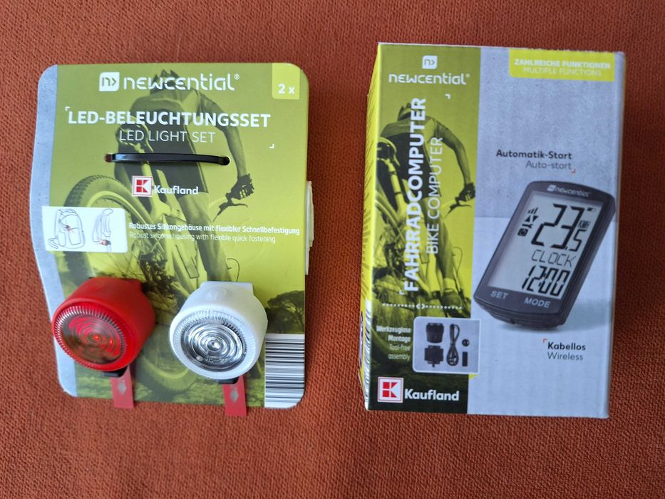 Ciclocomputer Newcen Wireless + set de lumini pt bicicletă, 2unități