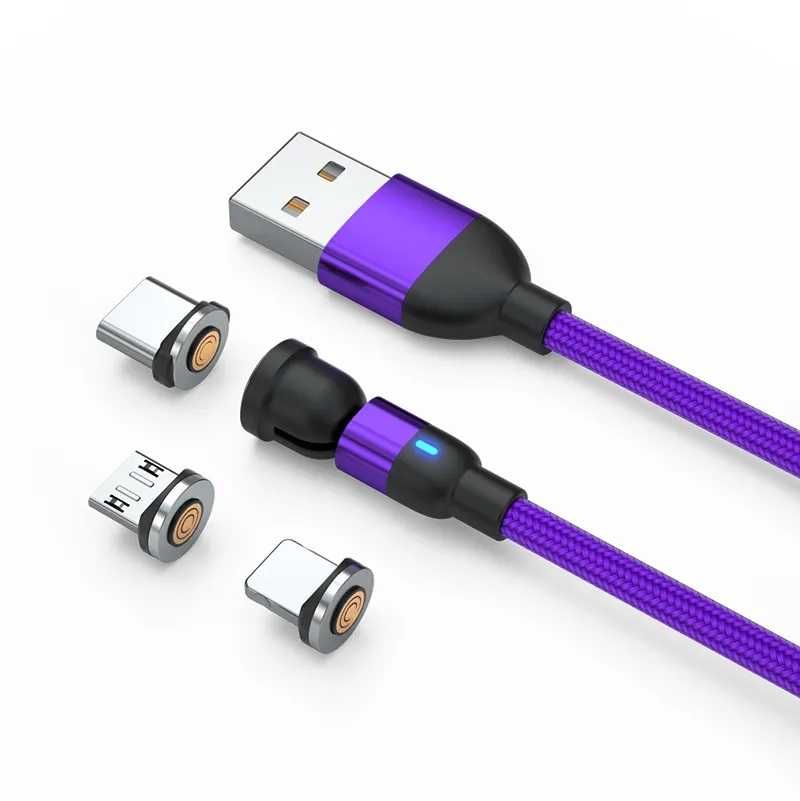 3А бързо магнитно зарядно магнитен кабел Type C, USB трансфер на данни