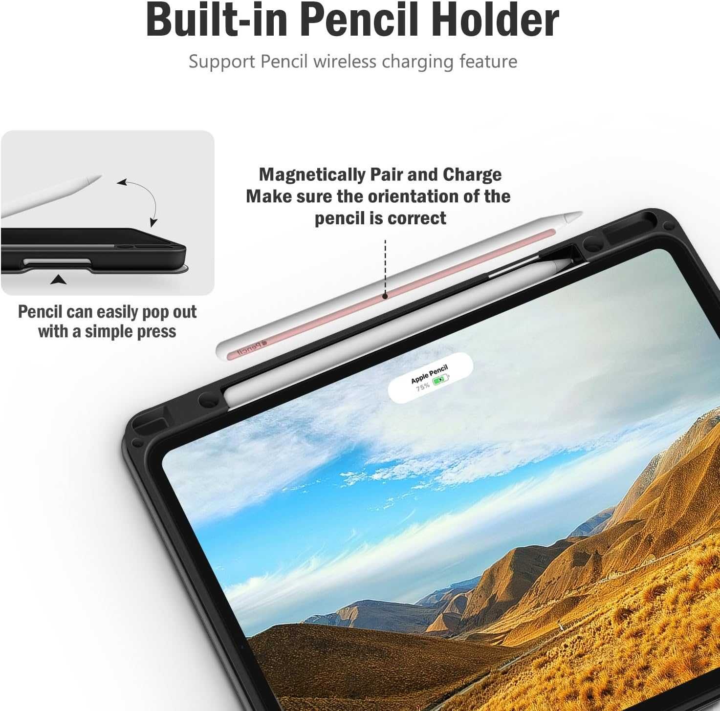 Калъф за iPad Pro 12.9", с държач за Apple Pencil