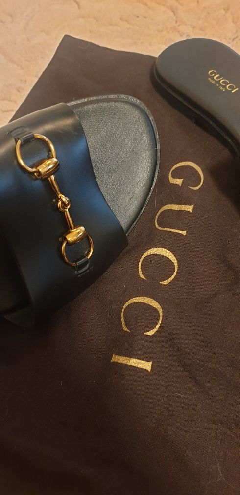Papuci Gucci piele naturala 100%, originali, noi, 39