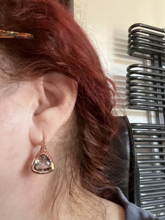 Cercei aur 18 k cu topaz fumuriu si safire roz