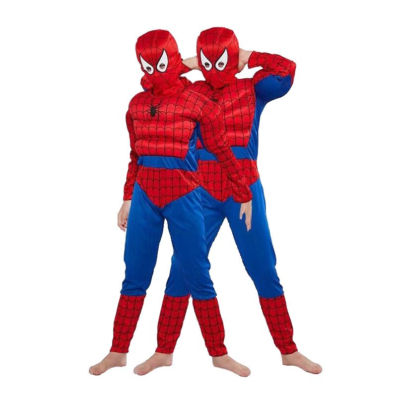 Set costum Ultimate Spiderman copii, 120-130 cm si manusa cu discuri