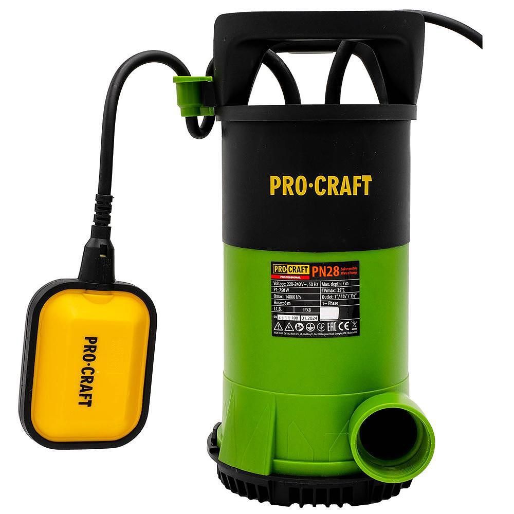 Дренажна помпа потопяема за чиста и мръсна вода, PROCRAFT PN28, 750W,