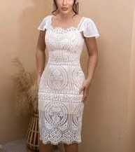 Бяла рокля дантела, Бяла рокля, Дантелена рокля, Елегантна бяла рокля,