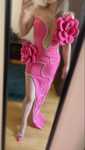 Rochie roz Mexton cu flori detasabile