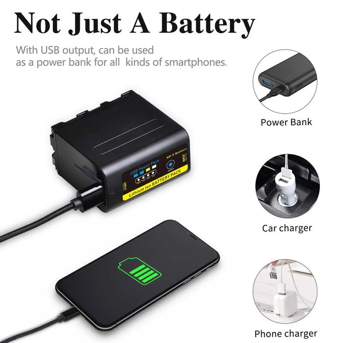 Acumulator NP-F960 NP-F970 9600mAh USB camera SONY lampa video monitor