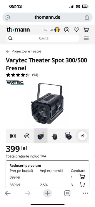 Vând set de 4 lumini pentru scenă sau DJ:
	•	2x Varytec Super Ray Pro