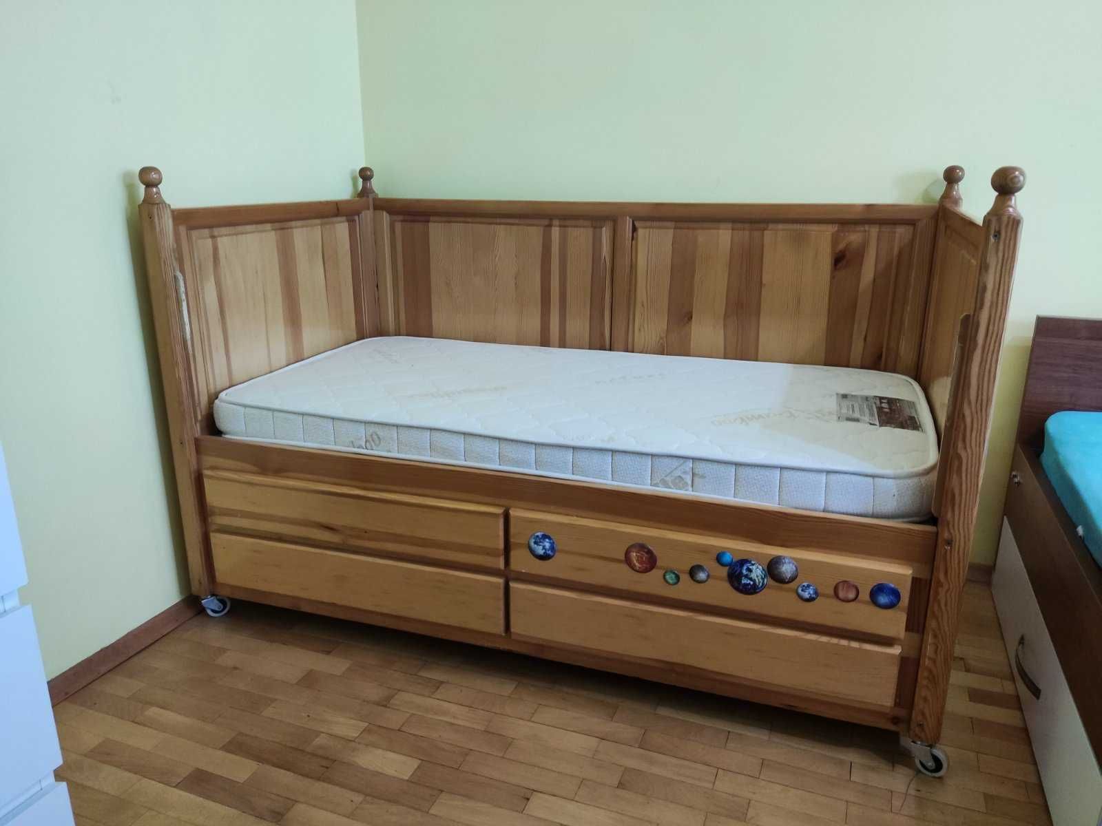Детско дървено легло, масив, чам, кошара 140/70 + матрак magniflex