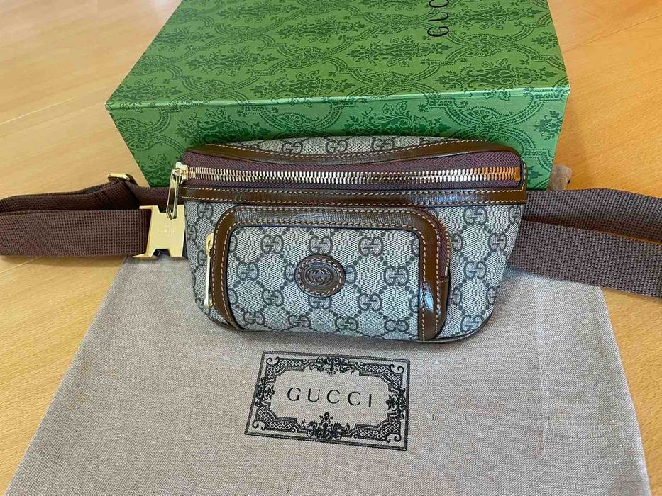 Чантичка за кръст Гучи Оригинална Supreme Кожа Колан Gucci Belt Bag
