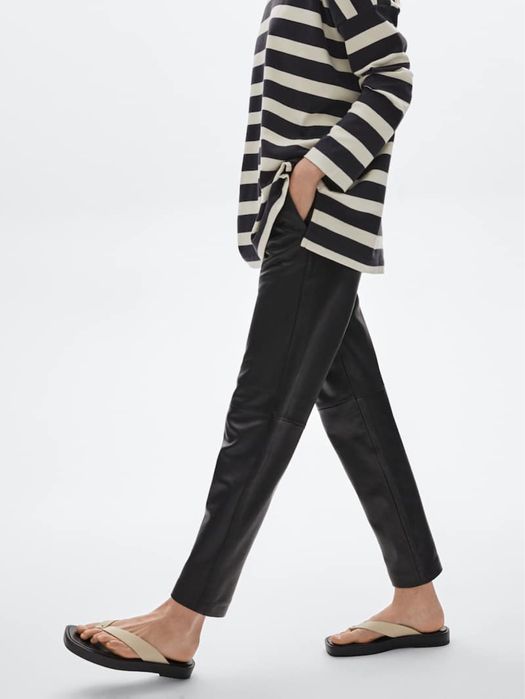Pantaloni din piele Massimo Dutti