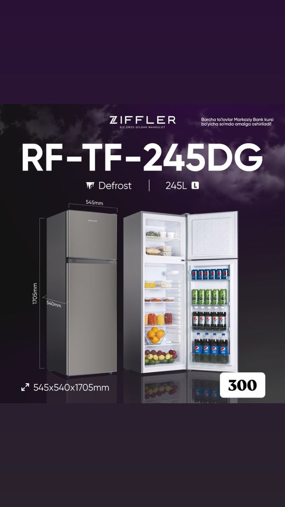 Холодильник Ziffler RF-TF-245B