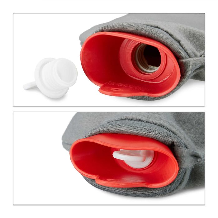 Sticla cu apa calda cu husa moale din polar 1.5 litri rosu 35 x 19 cm