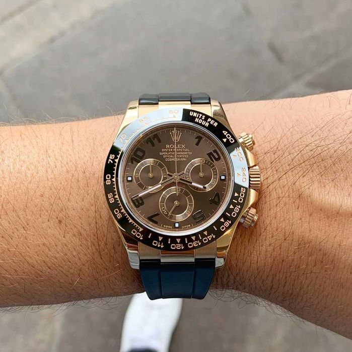 rolex daytona rose gold / rubber strap