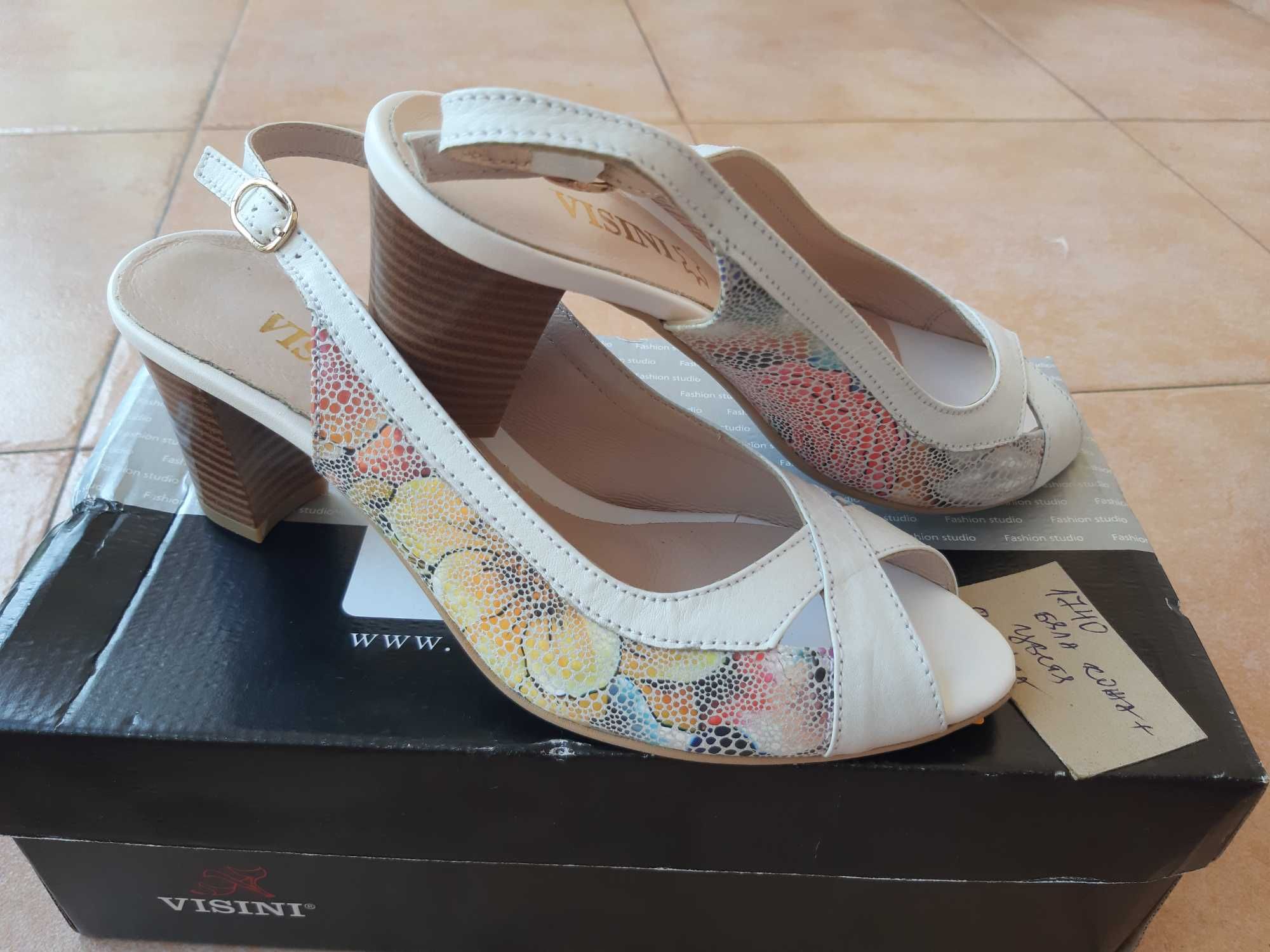 Сандали ЕСТЕСТВЕНА Кожа "VISINI Shoes" с Цветен Принт!НОВИ!№36!