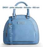 Geanta Poseta piele naturala DKNY albastru alb negru rosu maro