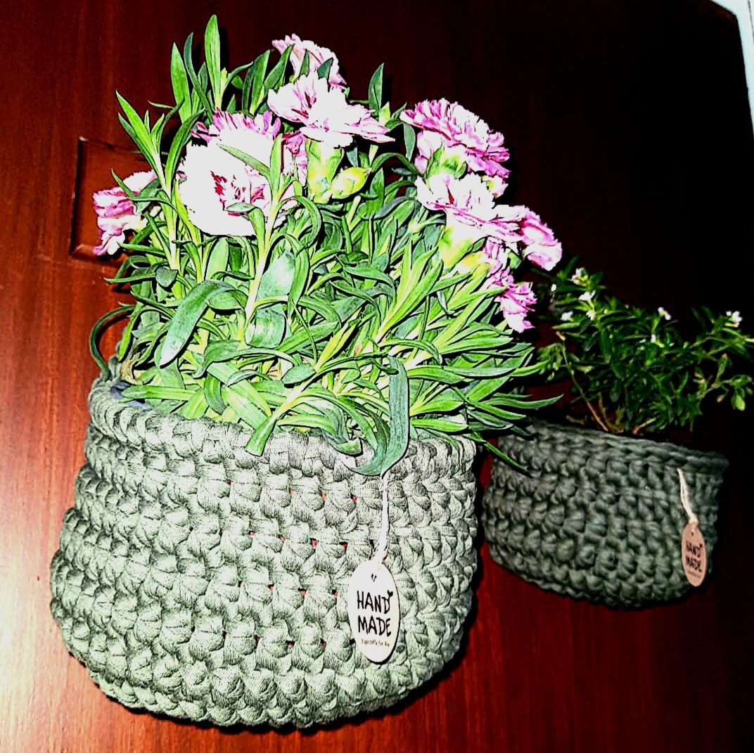Cosulete flori din croșet handmade bumbac natural 100% reciclat