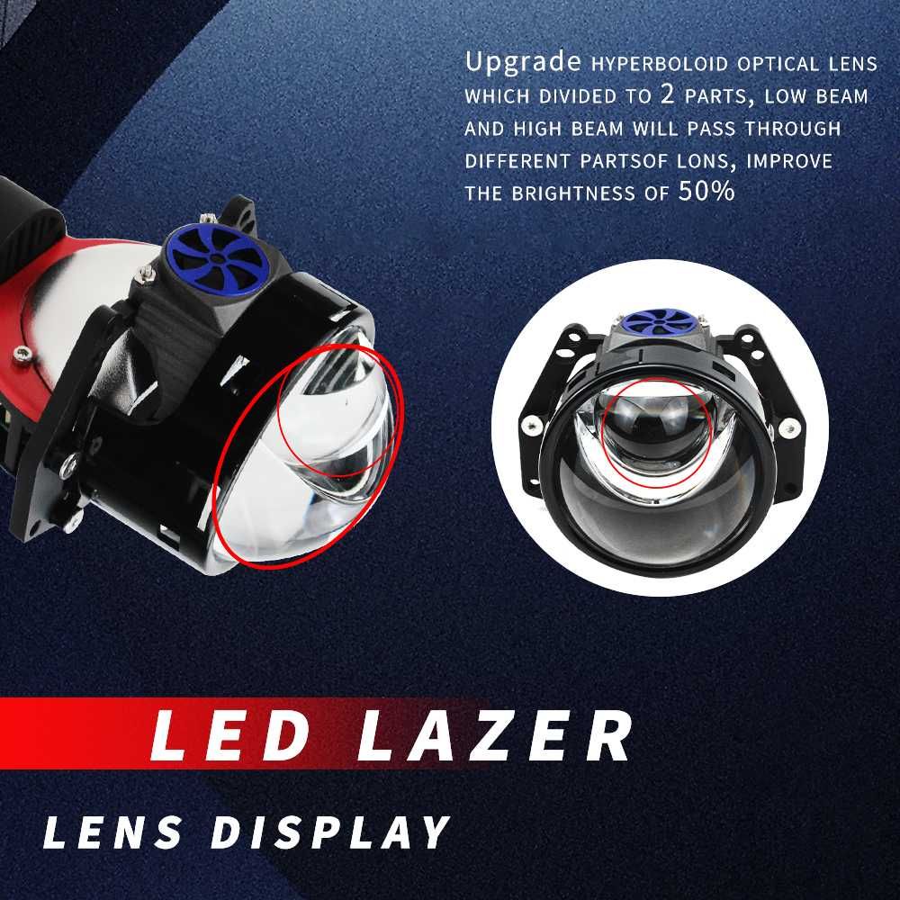 Bi-LED лупи за вграждане,3 инча, 130W, 2бр с лазер