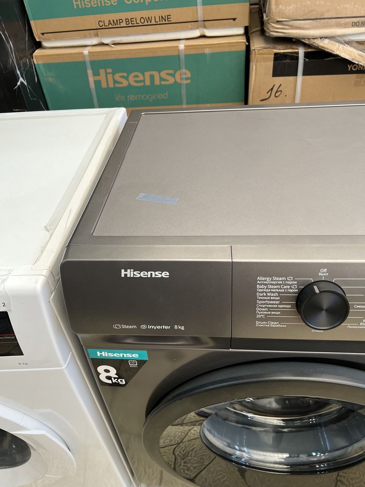 Hisense автомат 8 кг инвертор паровой табло , мировой бренд
