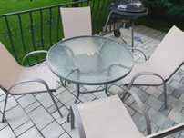 Masa gradina rotunda 90 cm sticla securizata + 6* scaune gradina