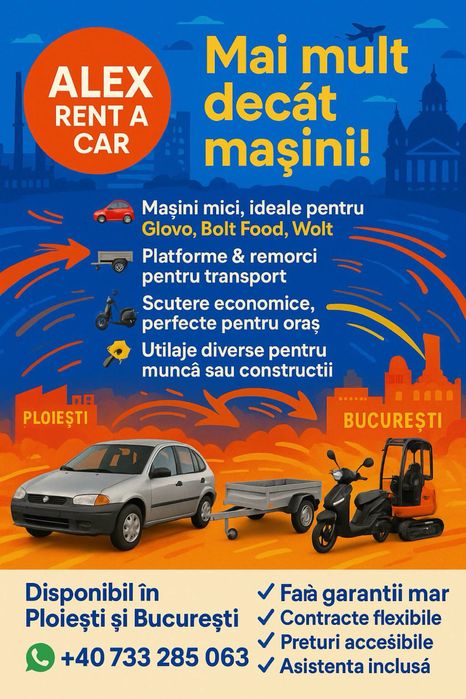 Inchiriez auto /scutere pentru glovo