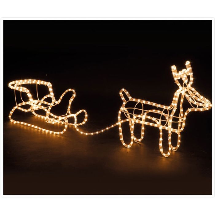 LED коледен елен с шейна и 324 лампички