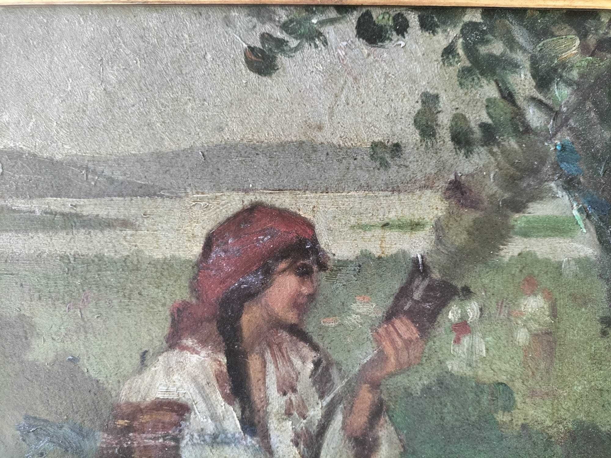 Tablou de V. Petrov-"Ţărăncuţă cu fuior", pictură în ulei (1947)