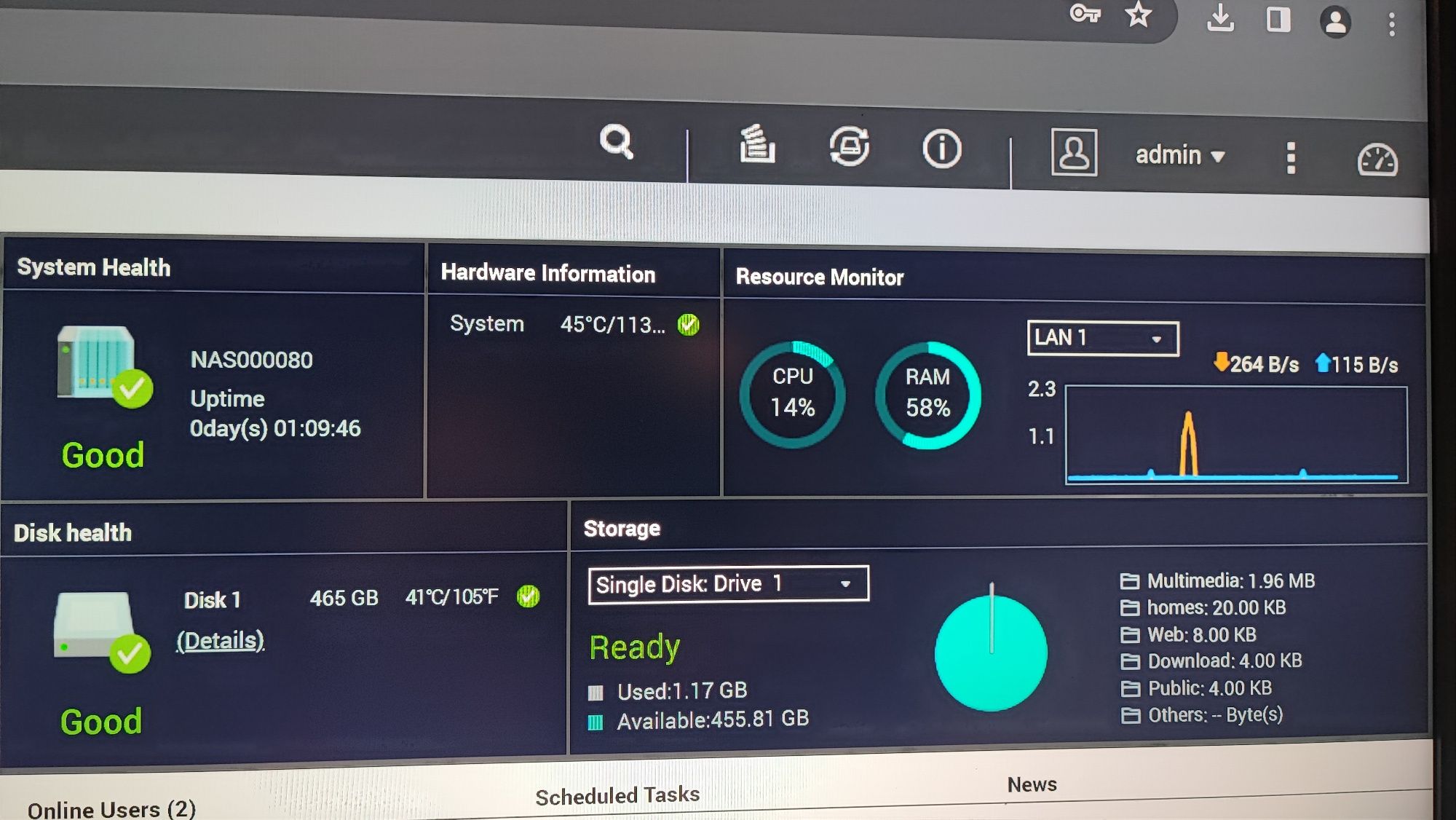 Nas QNAP TS-112  +HDD