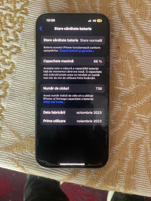 Iphone 15 pro 128 gb 88 capavitatea 3500 lei acept schimb si cu masini