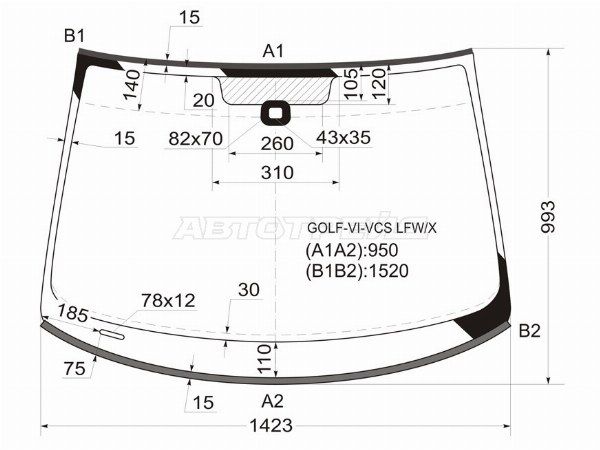 Стекло лобовое (Датчик дождя/ Молдинг) Volkswagen Golf 03-16 Volkswage