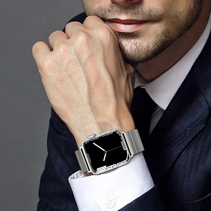 Curea Husa Metalic Titanium/Neagra Incarcator Ceas Apple Watch Iphone